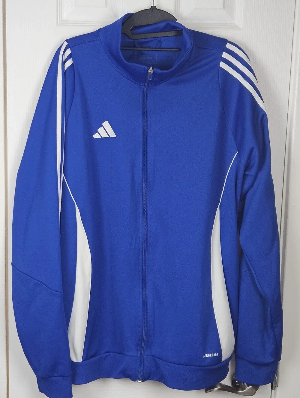 Adidas Aeroready Track Jacket Blue White 3 Stripe Full Zip Men's XL